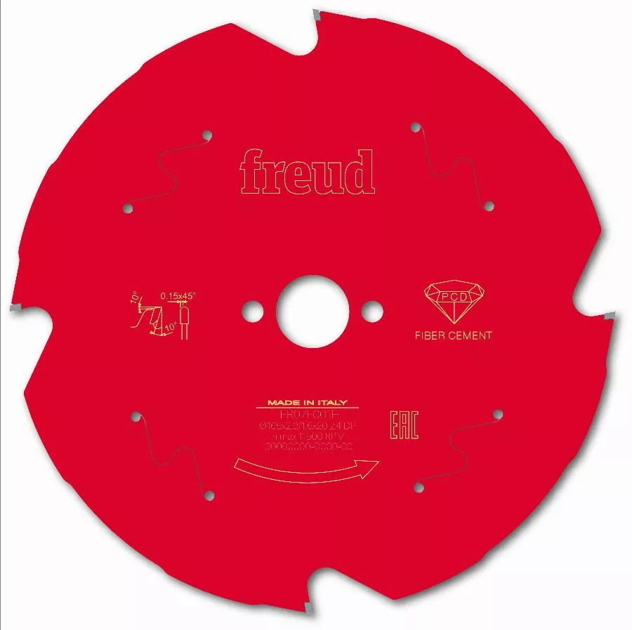 Lame diamant pour scie circulaire portative FREUD - Ø165 2,2/1,6 AL20 Z4 TD 10° - F03FS09838 -FR07F001H