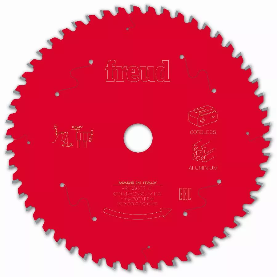 Lame pour scie circulaire portative sans fil FREUD - Ø190 1,8/1,3 AL30 Z54 TP 0° - F03FS10088 -FR13A003HC