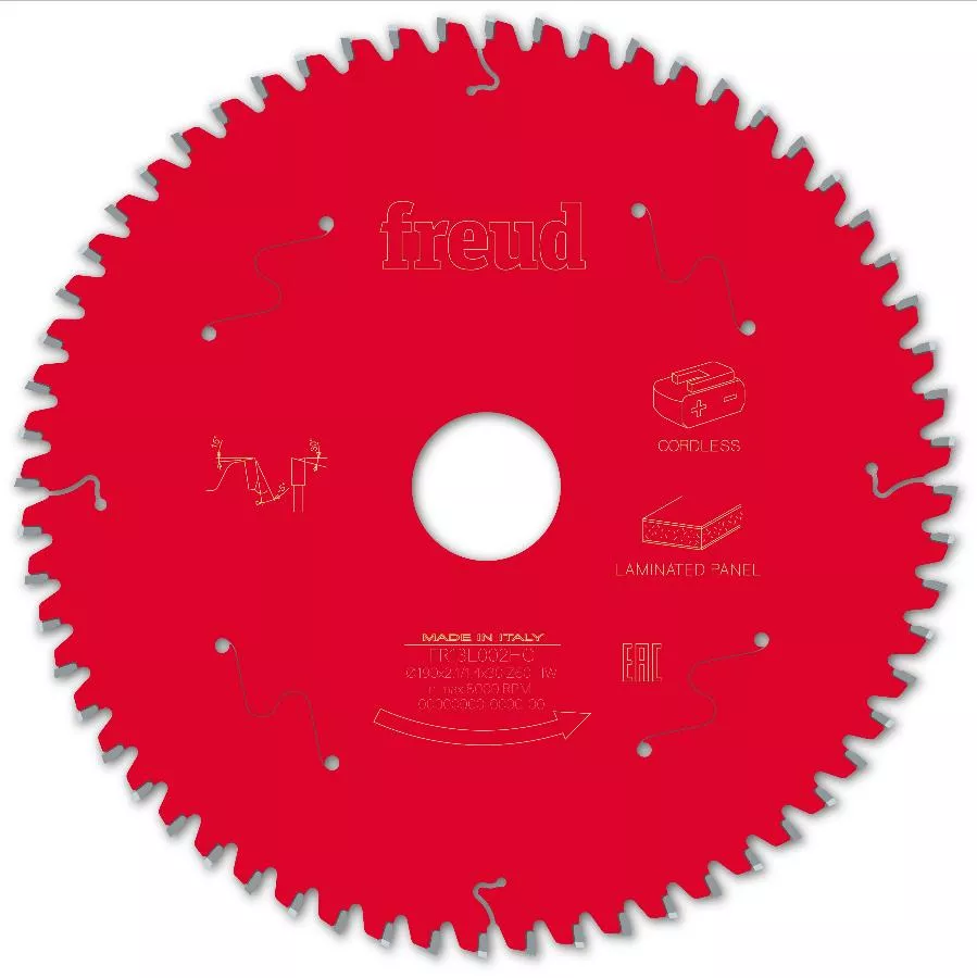 Lame pour scie circulaire portative sans fil FREUD - Ø190 2,1/1,4 AL30 Z60 BA -5° - F03FS10077 -FR13L002HC Lame pour scie circulaire portative sans fil FREUD - Ø190 2,1/1,4 AL30 Z60 BA -5° - F03FS10077 -FR13L002HC