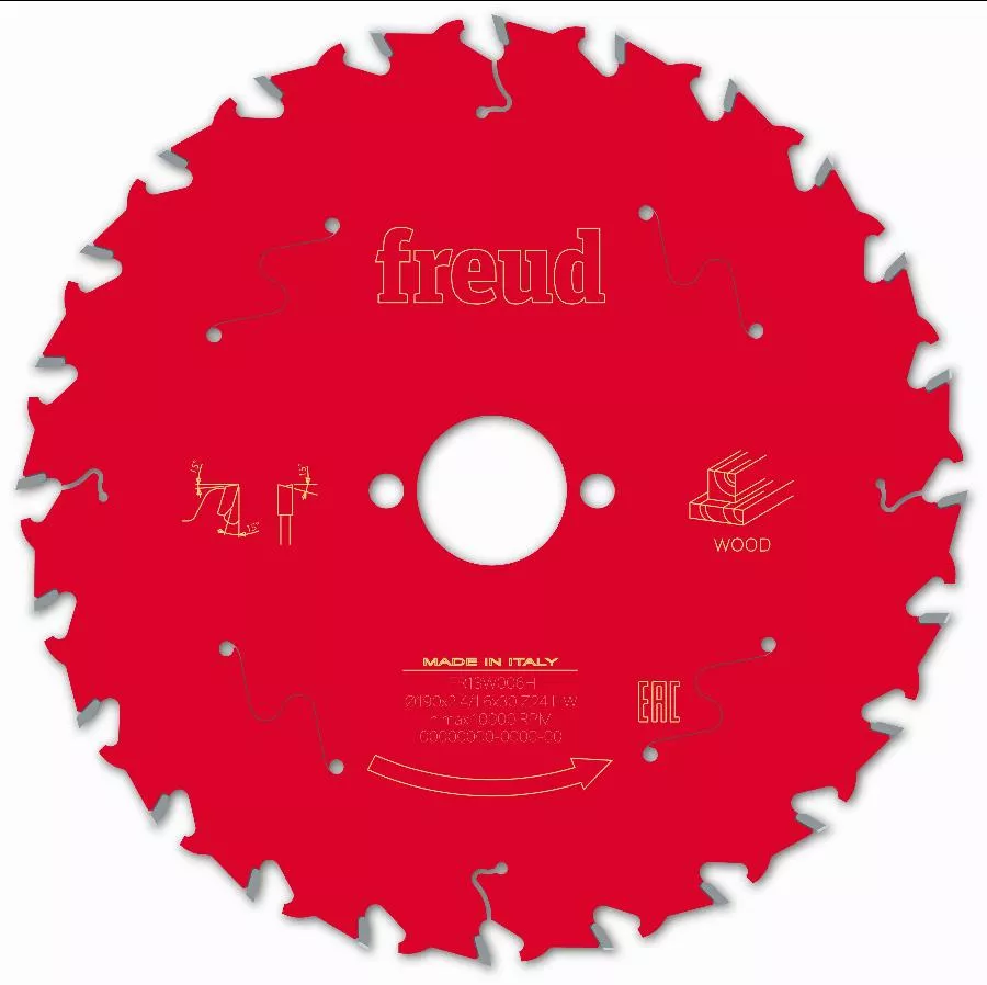 Lame pour scie circulaire portative FREUD - Ø190 2,4/1,6 AL30 Z24 BA 15° - F03FS09717 -FR13W006H
