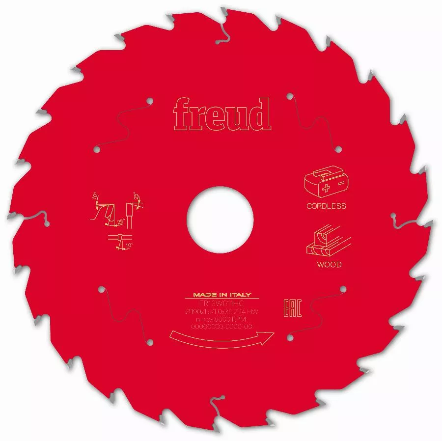 Lame pour scie circulaire portative sans fil FREUD - Ø190 1,45/1 AL30 Z24 BA 25° - F03FS10058 -FR13W011HC Lame pour scie circulaire portative sans fil FREUD - Ø190 1,45/1 AL30 Z24 BA 25° - F03FS10058 -FR13W011HC