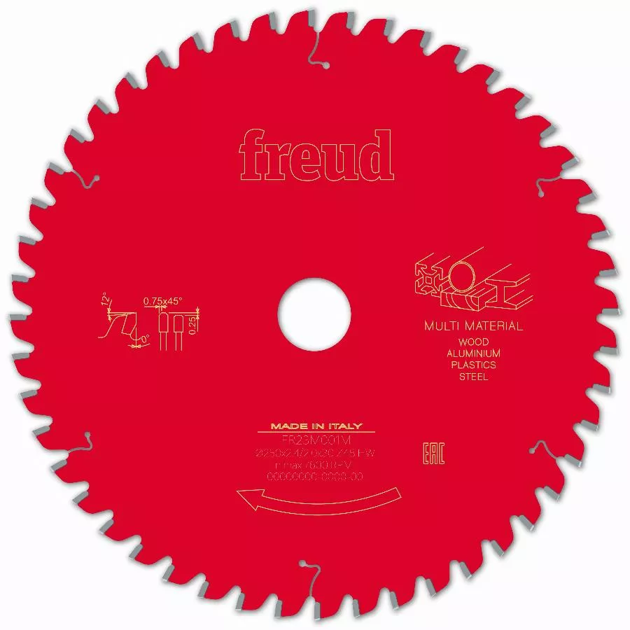 Lame pour scie circulaire portative FREUD - Ø250 2,4/2 AL30 Z48 TPB 0° - F03FS09888 -FR23M001M