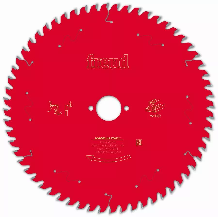 Lame pour scie circulaire portative FREUD - Ø250 2,8/1,8 AL30 Z60 BA 10° - F03FS09776 -FR23W003T