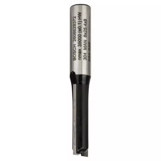 Fraise à rainurer, droit à queue rallongée, à 2 tranchants, carbure Ø queue 8mm - Ø (D) 8mm - Longueur 56.0mm - BOSCH - 2608628372
