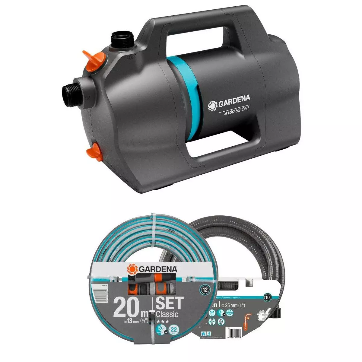 Kit pompe d'arrosage de surface 4100 Silent avec équipement d'aspiration - GARDENA - 9052-20 Kit pompe d'arrosage de surface 4100 Silent avec équipement d'aspiration - GARDENA - 9052-20