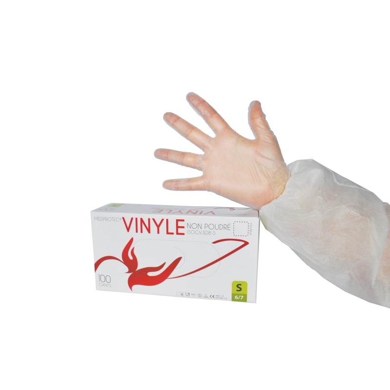 Gants vinyle non poudrés T.L Boîte de 100 - GANT0064