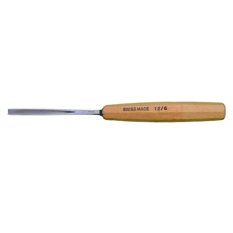Gouge de sculpteur en V (burin) 6 mm, manche bois - EMILE PEYRON - 16126