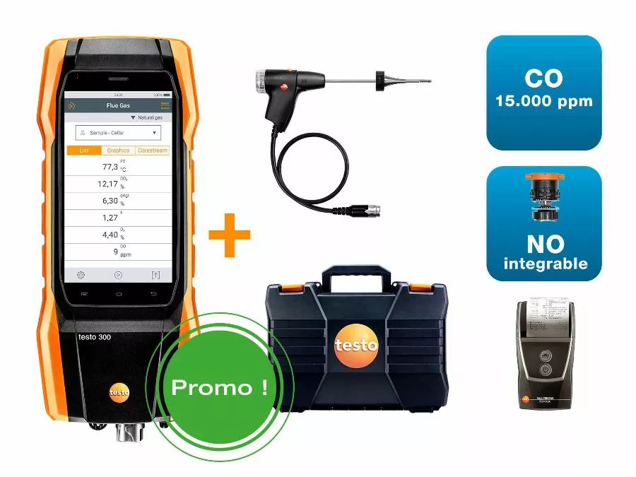 Lot premium analyseur de combustion avec imprimante 300 - TESTO - 0564 3004 81 Lot premium analyseur de combustion avec imprimante 300 - TESTO - 0564 3004 81