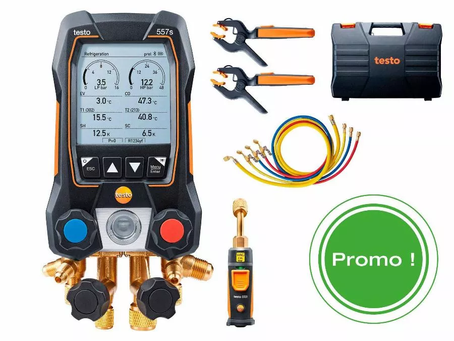 Kit connecté 557S avec flexibles maniflod électronique intelligent - TESTO - 0564 5572 Kit connecté 557S avec flexibles maniflod électronique intelligent - TESTO - 0564 5572