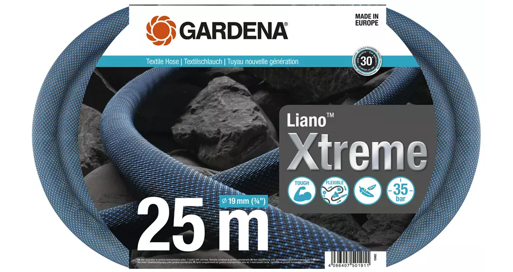 Tuyau Textile Hose Liano Xtreme 19 mm (3/4") - 25 m - GARDENA - 18482-20 Tuyau Textile Hose Liano Xtreme 19 mm (3/4") - 25 m - GARDENA - 18482-20