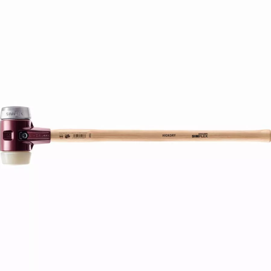Marteau de frappeur HALDER SIMPLEX Nylon / métal doux avec boîtier en fonte malléable, manche en bois hickory de haute qualité - D=80 mm - 3089.081