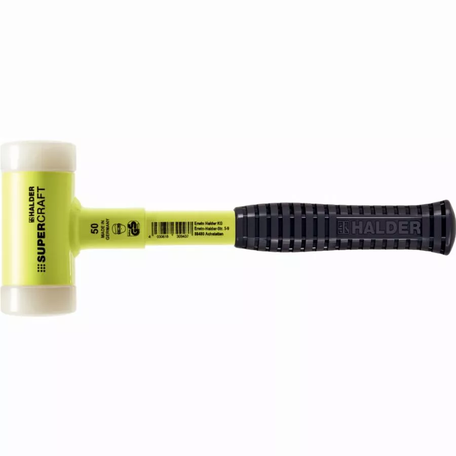 Maillet SUPERCRAFT, avec manche en tube d'acier incassable, revêtu jaune fluorescent et poignée antidérapante - D=60 mm - 3377.160 Maillet SUPERCRAFT, avec manche en tube d'acier incassable, revêtu jaune fluorescent et poignée antidérapante - D=60 mm - 3377.160