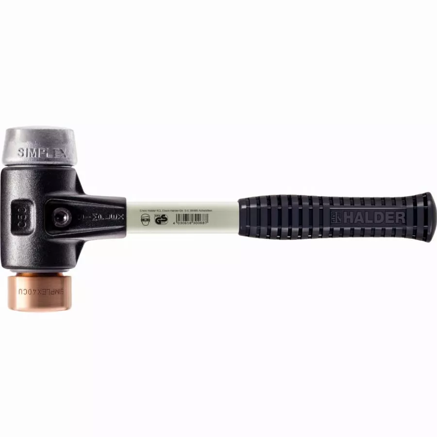 Maillet HALDER SIMPLEX Cuivre / métal doux avec boîtier en fonte malléable renforcée et manche en fibre de verre - D=40 mm - 3749.040 Maillet HALDER SIMPLEX Cuivre / métal doux avec boîtier en fonte malléable renforcée et manche en fibre de verre - D=40 mm - 3749.040