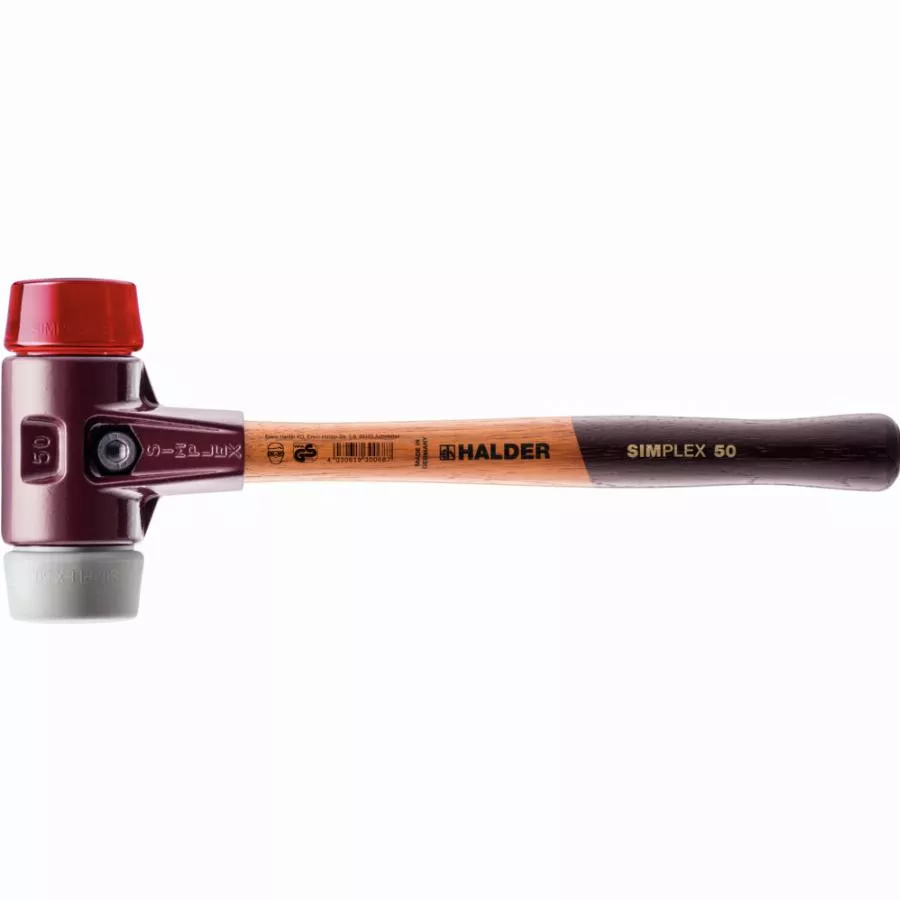 Maillet HALDER SIMPLEX TPE moyen / plastique avec boîtier en fonte malléable et manche en bois - D=60 mm - 3036.060