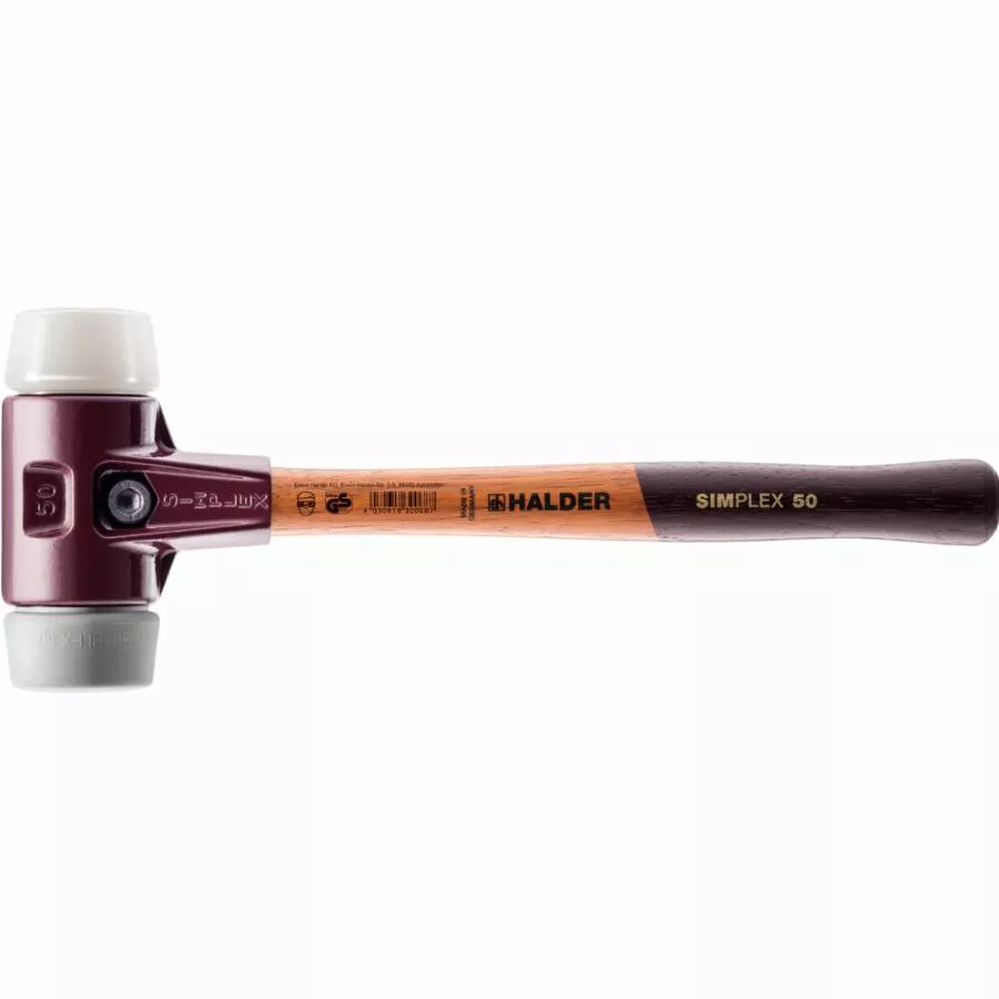 Maillet HALDER SIMPLEX TPE moyen / superplastique avec boîtier en fonte malléable et manche en bois - D=30 mm - 3037.030
