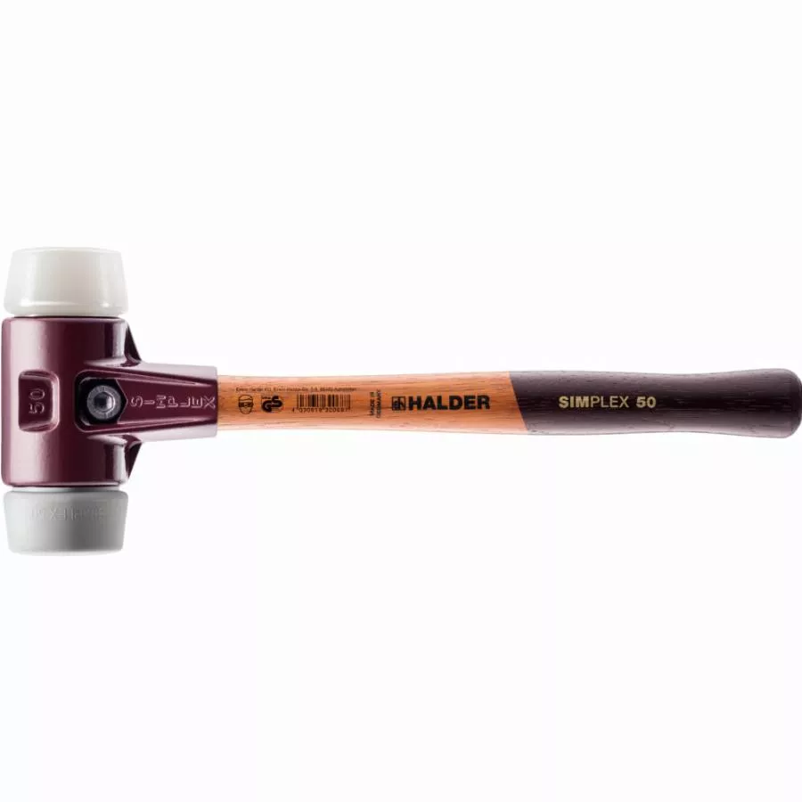 Maillet HALDER SIMPLEX TPE moyen / superplastique avec boîtier en fonte malléable et manche en bois - D=60 mm - 3037.060