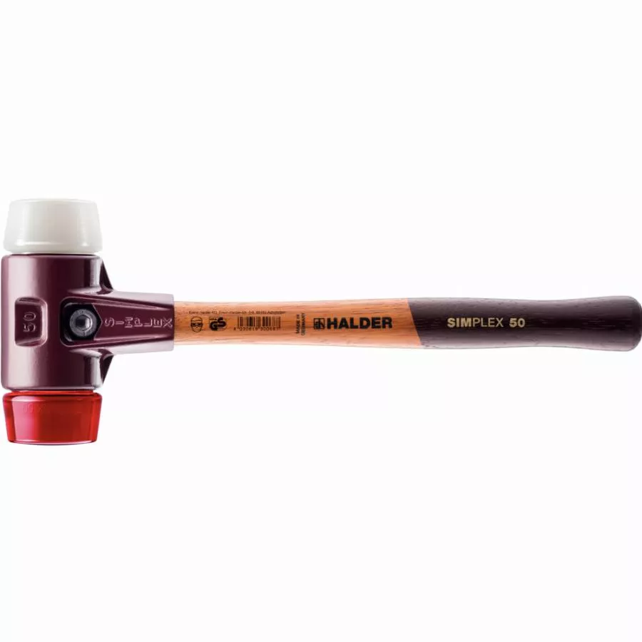 Maillet HALDER SIMPLEX plastique / superplastique avec boîtier en fonte malléable et manche en bois - D=60 mm - 3067.060
