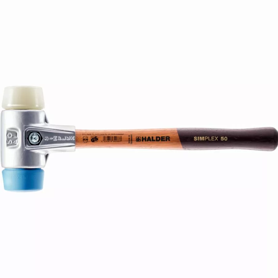 Maillet HALDER SIMPLEX TPE souple / nylon avec boîtier en aluminium et manche en bois - D=60 mm - 3118.060