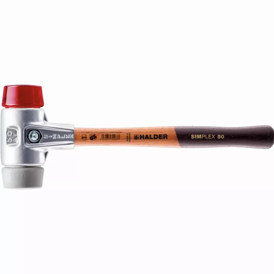 Maillet HALDER SIMPLEX TPE moyen / plastique avec boîtier en aluminium et manche en bois - D=60 mm - 3136.060