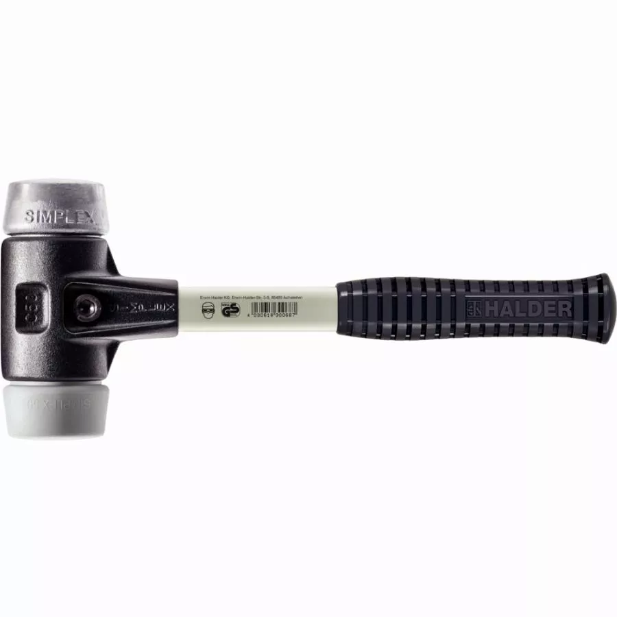 Maillet HALDER SIMPLEX TPE moyen / métal doux avec boîtier en fonte malléable renforcée et manche en fibre de verre - D=60 mm - 3739.060 Maillet HALDER SIMPLEX TPE moyen / métal doux avec boîtier en fonte malléable renforcée et manche en fibre de verre - D=60 mm - 3739.060