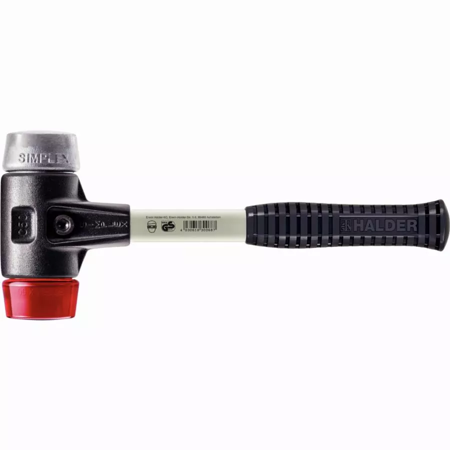 Maillet HALDER SIMPLEX Plastique / métal doux avec boîtier en fonte malléable renforcée et manche en fibre de verre - D=60 mm - 3769.060 Maillet HALDER SIMPLEX Plastique / métal doux avec boîtier en fonte malléable renforcée et manche en fibre de verre - D=60 mm - 3769.060