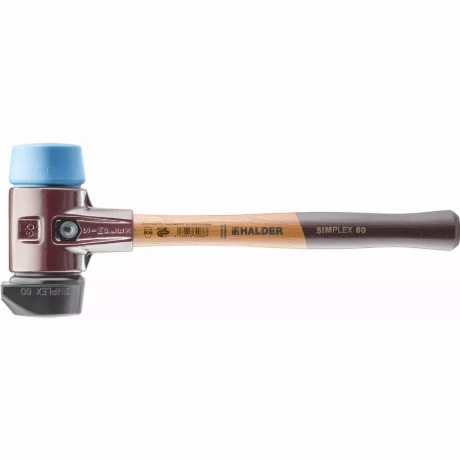 Maillet HALDER SIMPLEX Caoutchouc chargé, avec pied intégré / TPE souple, avec boîtier en fonte malléable et manche en bois de haute qualité - D=80 mm - 3012.280