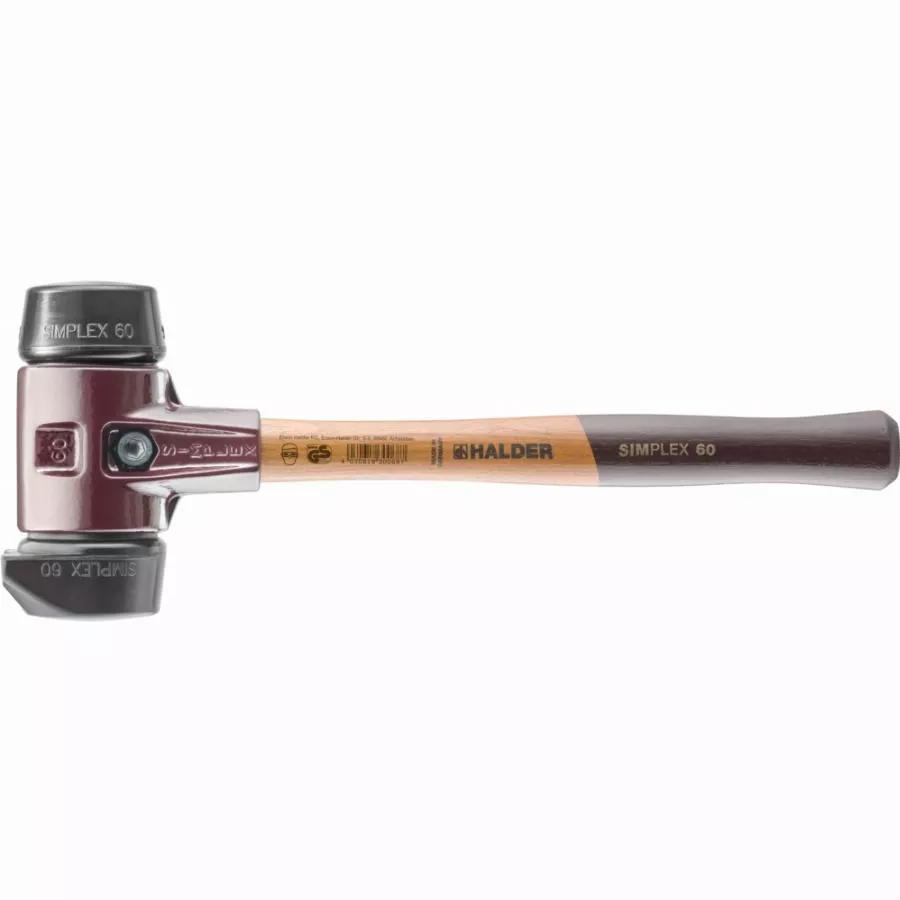 Maillet HALDER SIMPLEX Caoutchouc chargé, avec pied intégré / avec boîtier en fonte malléable et manche en bois de haute qualité - D=80 mm - 3022.280