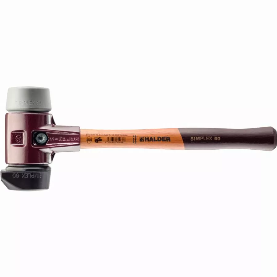 Maillet HALDER SIMPLEX Caoutchouc chargé, avec pied intégré / TPE moyen, avec boîtier en fonte malléable et manche en bois de haute qualité - D=60 mm - 3023.260 Maillet HALDER SIMPLEX Caoutchouc chargé, avec pied intégré / TPE moyen, avec boîtier en fonte malléable et manche en bois de haute qualité - D=60 mm - 3023.260