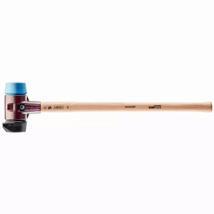 Marteau de frappeur HALDER SIMPLEX Caoutchouc chargé avec pied intégré / TPE souple avec boîtier en fonte malléable, manche en bois hickory de haute qualité - D=80 mm - 3012.281