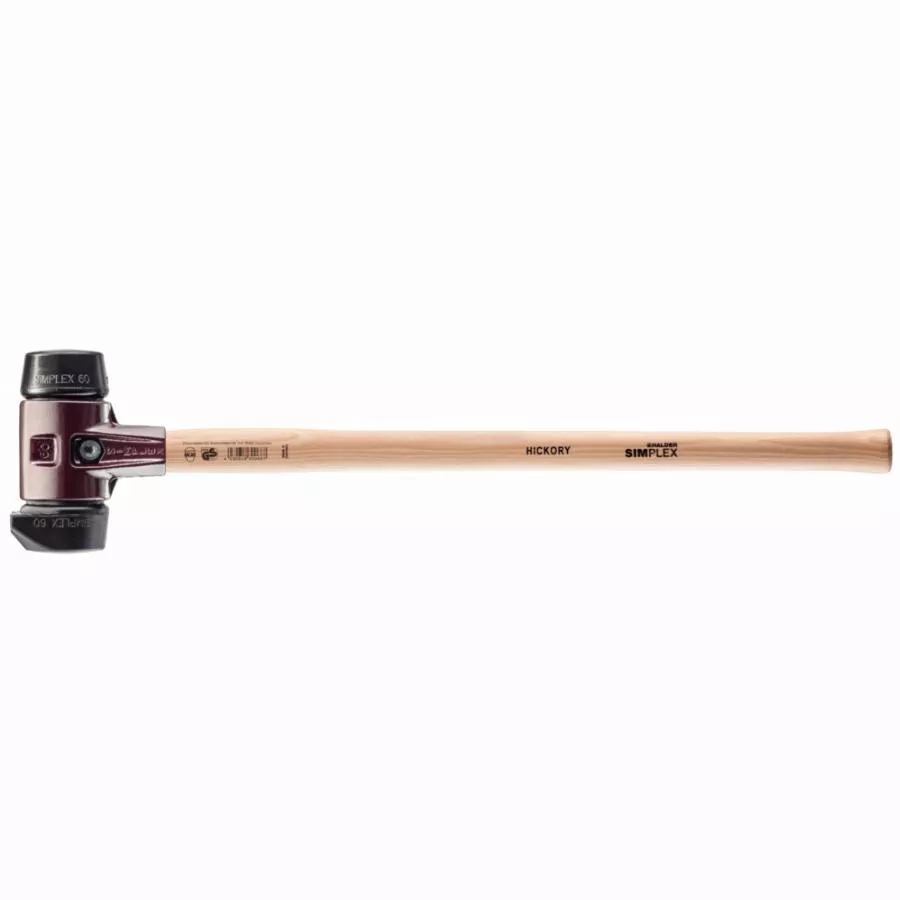 Marteau de frappeur HALDER SIMPLEX Caoutchouc chargé avec pied intégré / caoutchouc chargé avec boîtier en fonte malléable, manche en bois hickory de haute qualité - D=80 mm - 3022.281