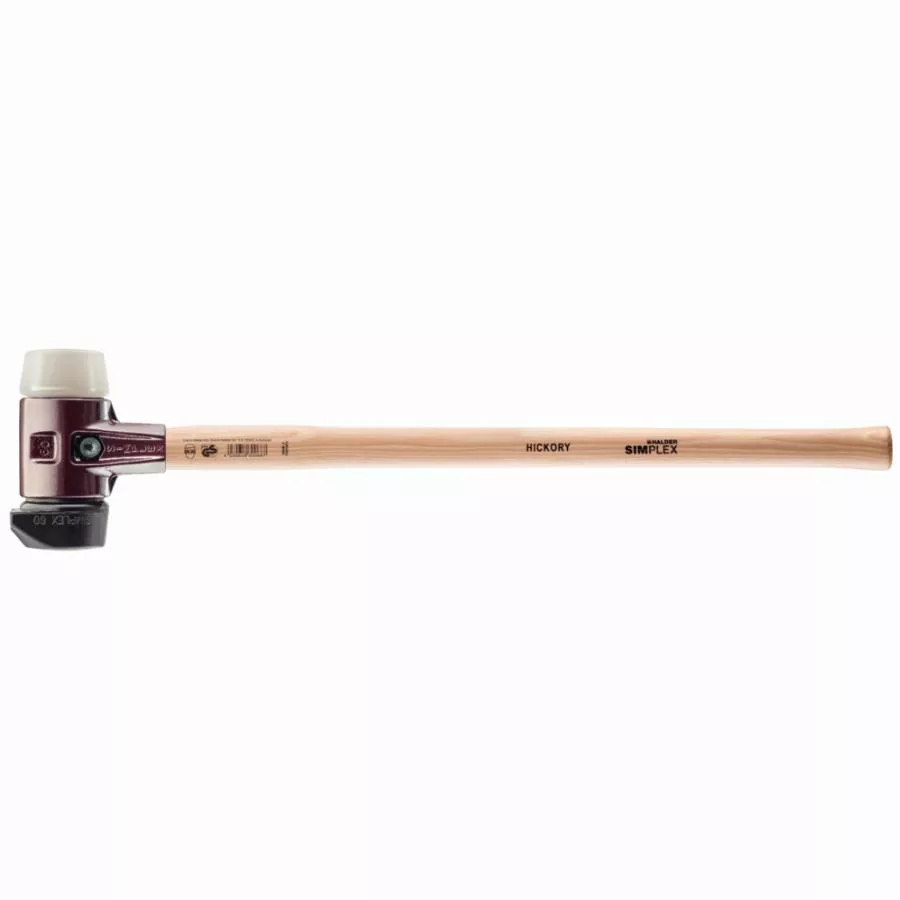 Marteau de frappeur HALDER SIMPLEX Caoutchouc chargé avec pied intégré / nylon avec boîtier en fonte malléable, manche en bois hickory de haute qualité - D=80 mm - 3028.281