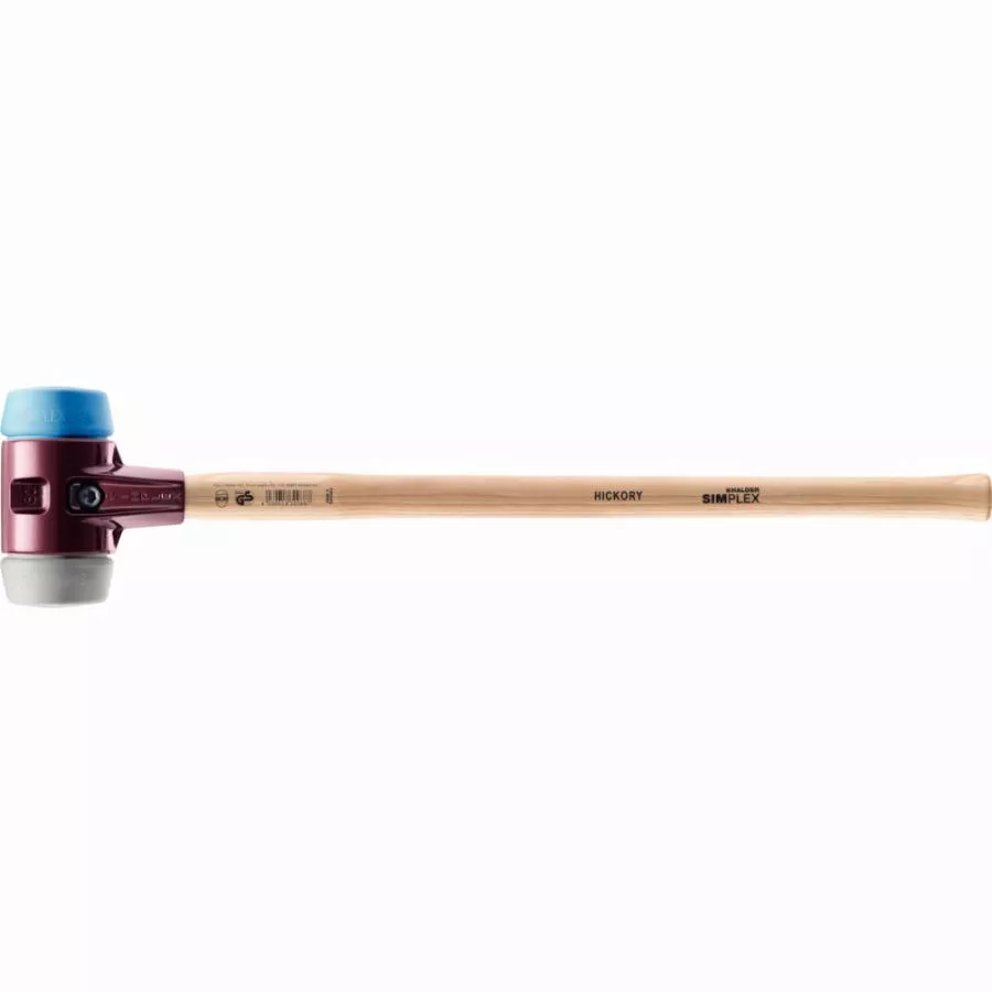 Marteau de frappeur HALDER SIMPLEX TPE souple / TPE moyen avec boîtier en fonte malléable et manche en bois d'hickory - D=80 mm - 3013.081