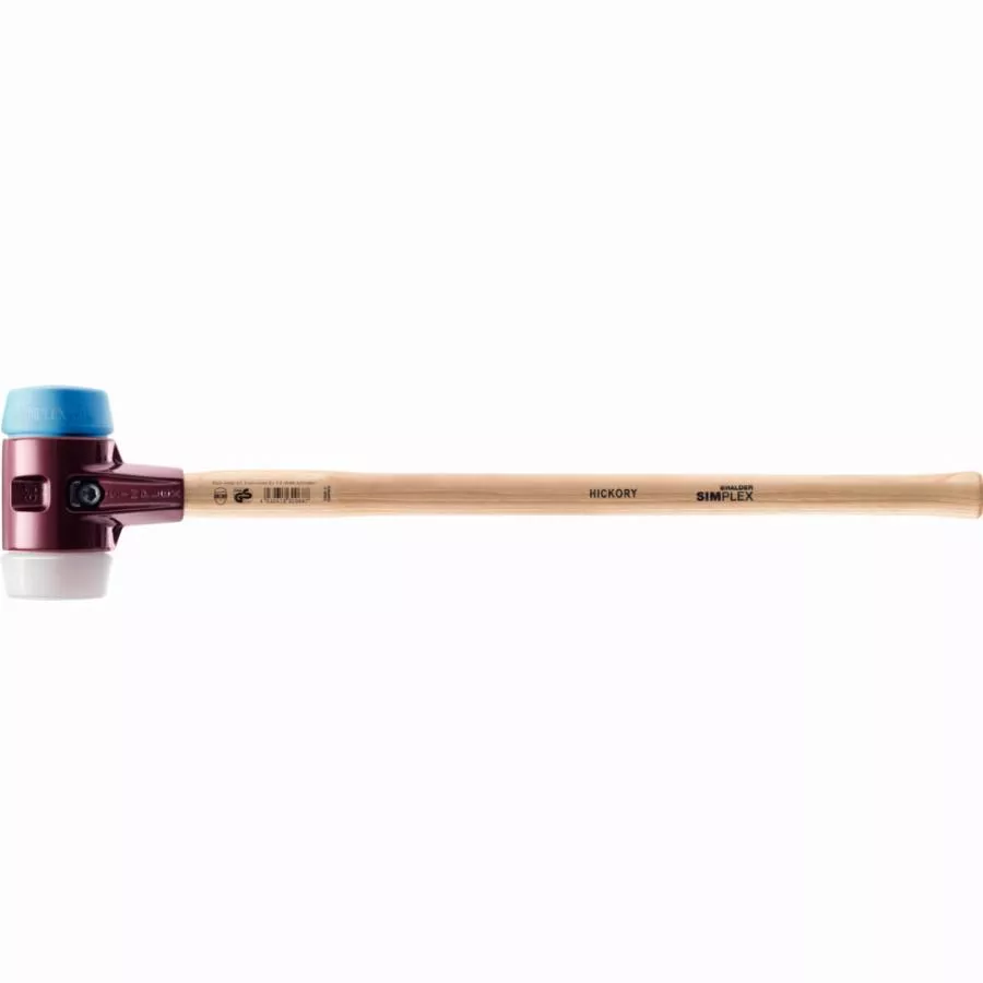 Marteau de frappeur HALDER SIMPLEX TPE souple / superplastique avec boîtier en fonte malléable et manche en bois d'hickory - D=80 mm - 3017.081