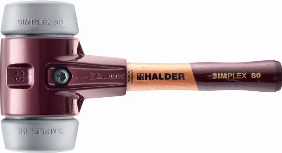 Maillet HALDER SIMPLEX Superplastique avec boîtier en fonte malléable et manche en bois - D=80 mm - Manche extra-court - 3007.082