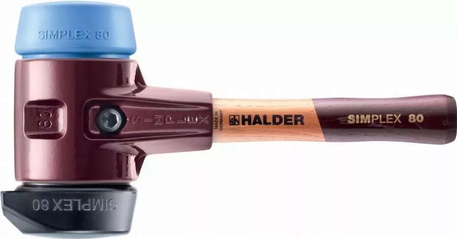 Maillet HALDER SIMPLEX Caoutchouc chargé, avec pied intégré / TPE souple, avec boîtier en fonte malléable et manche en bois de haute qualité - D=80 mm - Manche extra-court - 3012.282