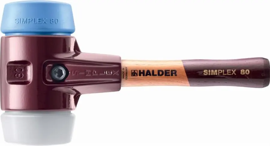 Maillet HALDER SIMPLEX TPE souple/ superplastique avec boîtier en fonte malléable et manche en bois de haute qualité - D=80 mm - Manche extra-court - 3017.082