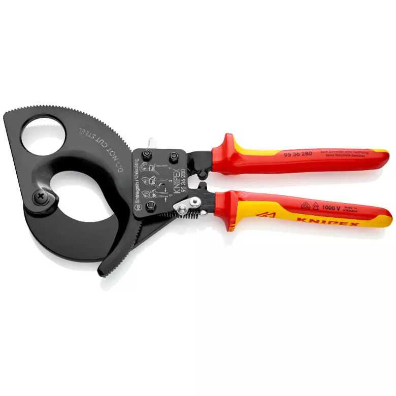 Coupe-câbles à cliquet - 280 mm - D. 52 mm - Isolé - KNIPEX - 9536280