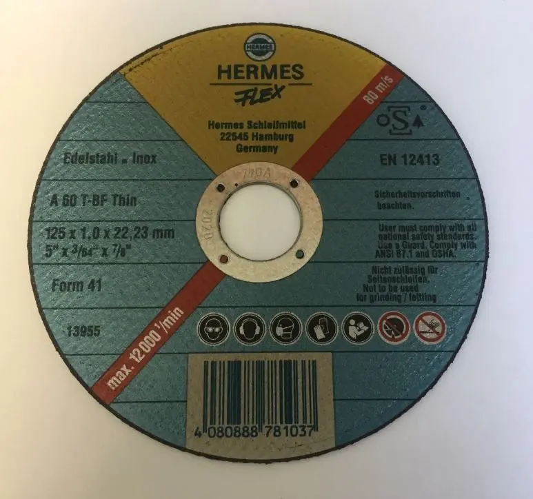 Disque à tronçonner Flex A60T Droit pour inox, aciers, non ferreux - Diam. 125 x 1 mm - 1 pièce - HERMES - 6002479
