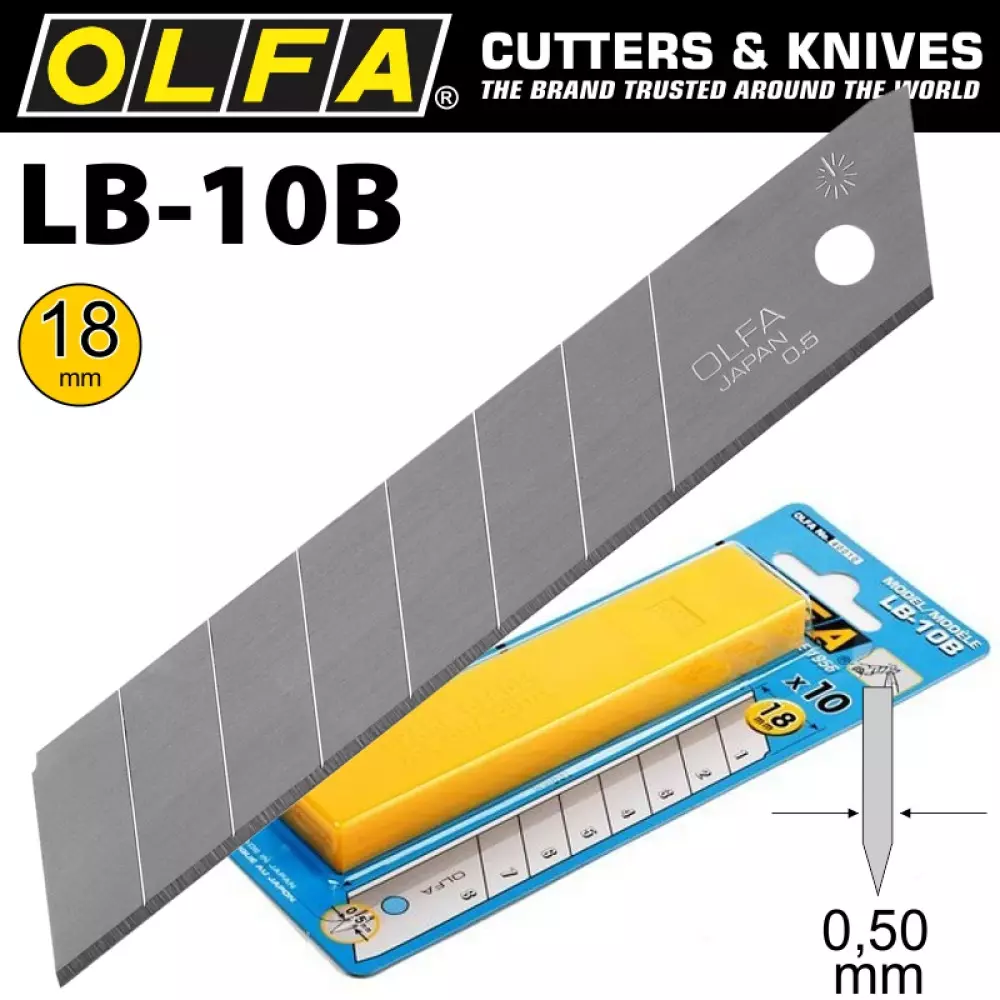 Etui de 10 lames de cutter sécables LB-10B de 18 mm de largeur - CARPENTRAS SIGN - OL36303 Etui de 10 lames de cutter sécables LB-10B de 18 mm de largeur - CARPENTRAS SIGN - OL36303