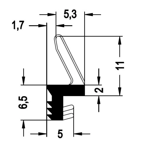 Joint sur dormant noir 606752 REHAU Larg.4.5 mm - Rouleau 75m - 606752NOIR