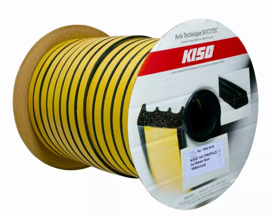 Joint de vitrage EPDM KISO 15x2 mm Noir - Rouleau de 125 m - 141 2X15 N