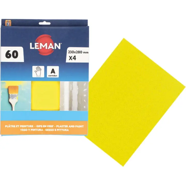 Papier corindon 230 x 280 jaune - LEMAN - 97232