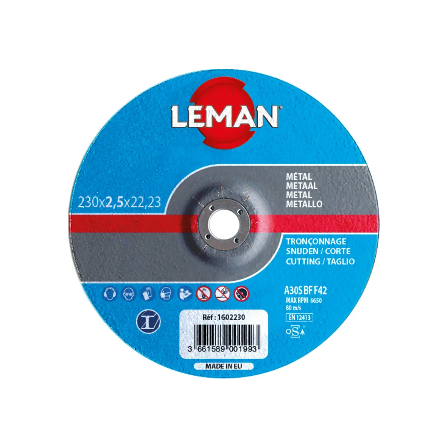 Disque tronçonnage métal 125 x 2,5 x 22,23 - F42 - LEMAN - 1602125