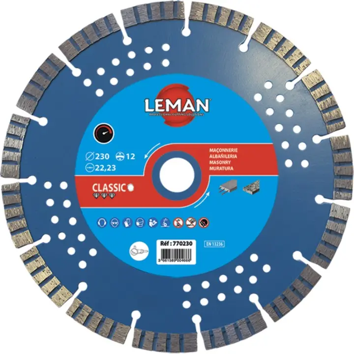 Disque diamant segments béton armé 230x22,23 - LEMAN - 770230