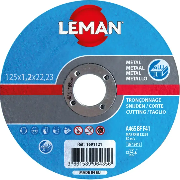 Disque tronçonnage aluminium 125x1,2x22,23 - F41 - LEMAN - 1691121