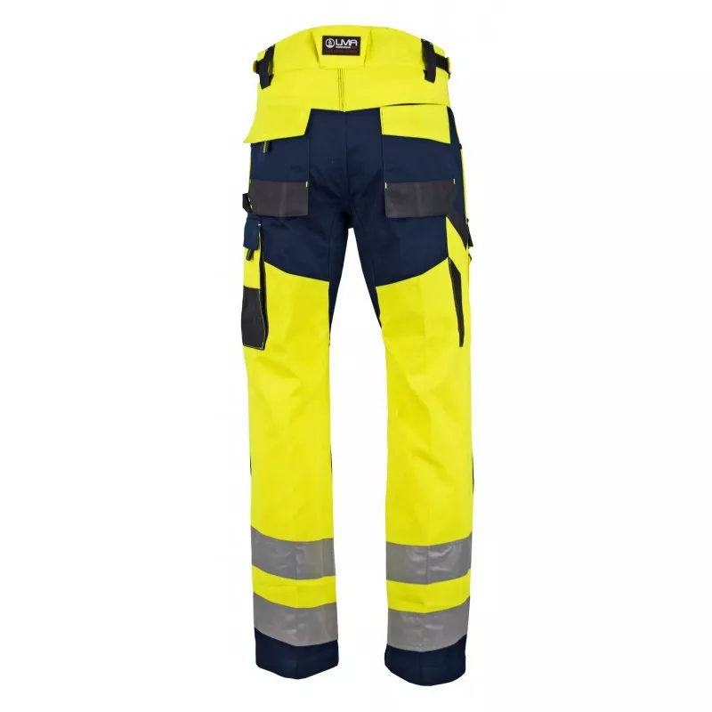 Pantalon haute visibilité renforcé DEFENSE avec poches genouillères - T.38 - Jaune Fluo/Marine - LMA - 1667 T38