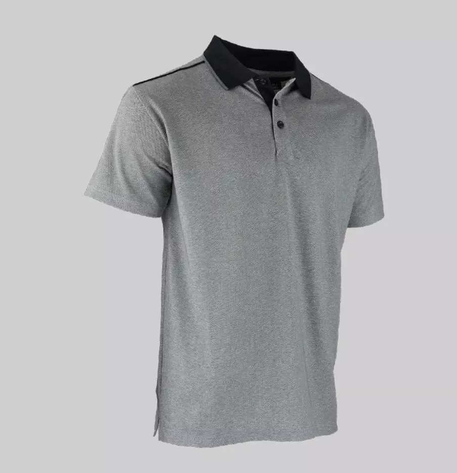 Polo manches courtes Biotope, maille piquée - Gris chiné - LMA - 9319-S Polo manches courtes Biotope, maille piquée - Gris chiné - LMA - 9319-S