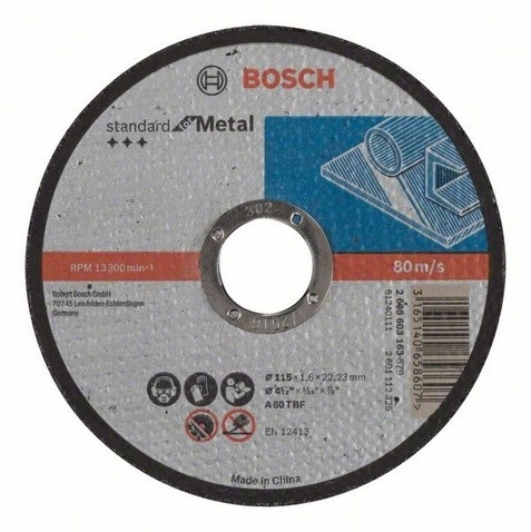 Disque à tronçonner BOSCH à moyeu plat Standard Pour le Métal 115X1.6 MM - Lot de 25 - 2608603163 Disque à tronçonner BOSCH à moyeu plat Standard Pour le Métal 115X1.6 MM - Lot de 25 - 2608603163