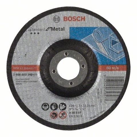 Disque à tronçonner BOSCH à moyeu déporté Standard Pour le Métal 125X2.5 MM - Lot de 50 - 2608603160