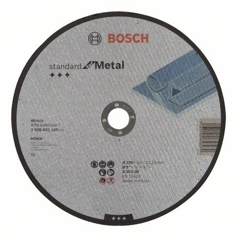 Disque à tronçonner BOSCH à moyeu plat Standard Pour le Métal 230X3 MM - Lot de 25 - 2608603168